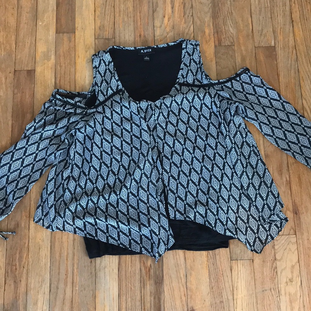 Black open shoulder top